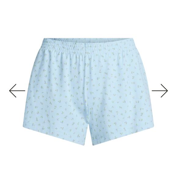 NWT SKIMS Cotton Jersey Loose Shorts Womens Medium Blue Floral Lounge Summer - Picture 6 of 6